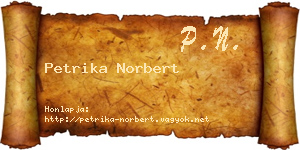 Petrika Norbert névjegykártya